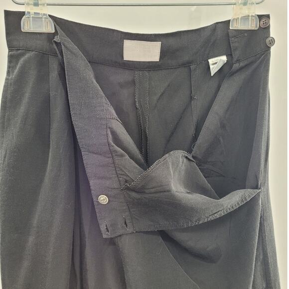 Vintage Esprit Black Sheen Pleated Side Button Parachute Pants 80s 90s size 9-10 - Picture 8 of 13